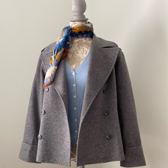 Emanuel Ungaro Tweed Wool Pea Coat Gray 10 or M - Picture 1 of 16